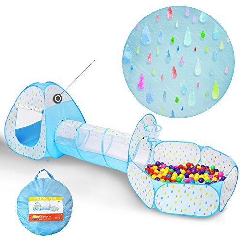 YOOBE 101/5000 Kids Play Tent Crawl Tunnel y Ball Pit con Basketball Hoop Playhouse para niños pequeños (Raindrop)