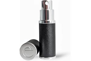 THE ESSENTIAL ATOMIZER COMPANY The Essential Atomizer Co. Saffiano Black with Silver Finish Perfume or Aftershave Refillable Travel Atomiser, 8ml, Includes Funnel and Gift Box