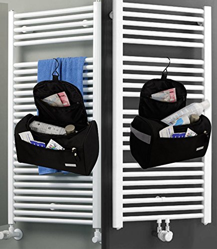 Kulturbeutel Kulturtasche | Wasserabweisend | Metall-Hake zum Aufhängen | Rechteck | Unisex | Der&Dies Premium Kulturbeutel mit vielen Plätzen und extra Länge für unterwegs - 6