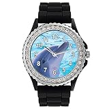 Timest - Delphin Strass Damenuhr mit Silikonband Rund Analog Quarz CSG064