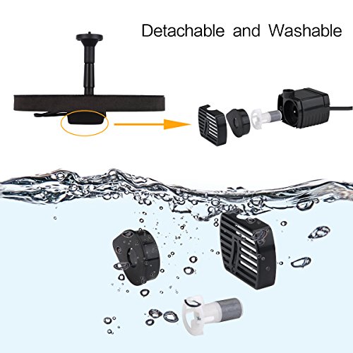 Hiluckey Solar Brunnen pumpe mit 1.4W Monokristalline Solar Panel Freie stehende Brunnen und pumpe für Gartenteich,Vogel-Bad, Fisch-Behälter, kleiner Teich - 4