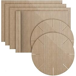 EXTSUD Lot de 6 Tapis de Cuisson Réutilisables Anti-adhésif Feuilles de Cuisson Durables Lavable Résistant à la Chaleur pour Four (4 carrés 36 * 42cm+2 x Rondes diam 38 cm)