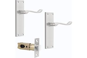 Probrico Satin Nickel Door Handles Internal with Adjustable Mortice Door Latch(45mm/57mm),Victorian Scroll Door Handles Set Door Handles for Interior Doors,2 Pack