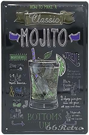 How To Make A Classic Mojito, Retro Embossed Metal Tin Sign, Wall Decorative Sign