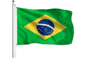 HOLLYLIFE Drapeau Brésil 150 x 90 cm Drapeau Brésilien avec 2 œillets Métalliques Fanion Grand Brazil Flag Parfait Pour Les Festivals Manif Decoration Extérieur Jardin Défilé