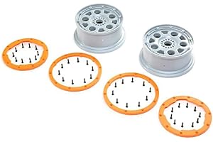 TEAM LOSI RACING Losi Wheels Silver Orange Bead Lock 2 DBXL-E 2.0 LOS45032 Tire