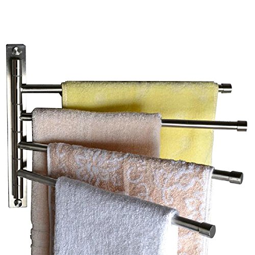 Glighone Handtuchhalter Badezimmer Küche Halter Wandmontage Speicher Organizer mit 4 Swivel Bars SUS304 Edelstahl gebürstet Finish