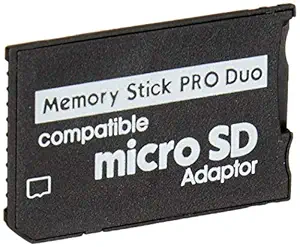 Porro Fino Memory Stick Adapter, Micro SD to Memory Stick PRO Duo MagicGate Card for Sony Playstation Portable, PSP, Camera, Handycam (Black)