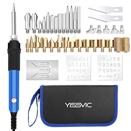 YISSVIC 39 Piezas Pirograbador de Madera Kit Pirograbador Profesional Pirógrafo Temperatura Ajustable 200-450? 60W