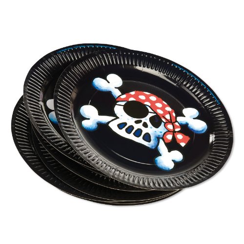 Jolly Roger Piratenset + Partynelly® Bonus, für 8 Kinder, schwarzer Pirat, Teller, Servietten, Becher - 2