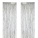 Produktbild Sunbeter 2 Stück Metallic Tinsel Vorhänge Folie Fringe Vorhang Schimmer Tür Fenster Dekoration für Geburtstag Hochzeit (Silber, 39,3 x 118,1 In)