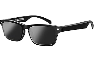 CatXQ Lunettes Intelligentes Smart Glasses,Wireless Bluetooth,IP5 Waterproof,Bone Conduction Sound (Music&Call) for All Smart Devices Support DIY Lens Replacement - Polarized Lens Sunglasses
