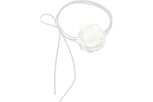 Smomend Elegante Collana Girocollo con Rosa Bianca, Fiore Gotico - Per Feste e Occasioni Speciali