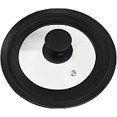 Fits 24cm, 26cm and 28cm - Glass Pan Lid - Universal Lid with Graduated Silicone Rim and Steam Holes