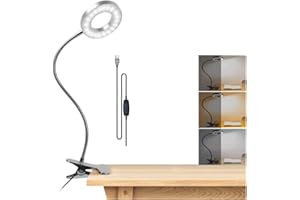NIWWIN Lampade da lavoro,Lampade con pinza, lampada da tavolo regolabile, temperatura a 3 colori, alimentazione USB, lampada da scrivania, 48 LED da 7 Watt, supporto girevole a 360 gradi