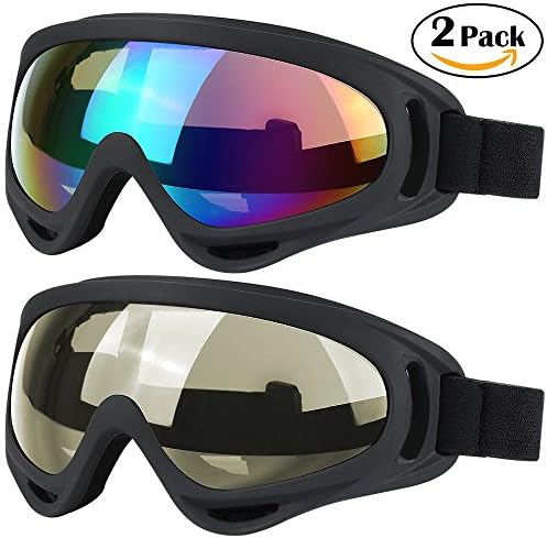 WYCTIN Ski Goggles,2 Pack Snowboard Goggles,Skate Motorcycle Bicycle Riding Goggles for Kids,Boys,Girls,Youth,Men,Women with UV 400 Protection,Windproof,Anti-Glare Lenses (Mulitcolor/Tawny)