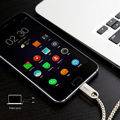 ROCK USB C Kabel auf USB 2.0 1M Type C Ladekabel Nylon Cobblestone-Zink-Legierung Typ-C Datenkabel für Type C Geräte inklusive HTC One A9 Letv Max Xiaomi Mi5 LG G5 Sony Xperia X - 7