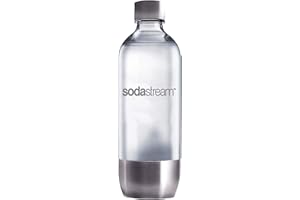 sodastream Bouteille Classique 1L pour Machine à Eau Pétillante et Soda | Technologie Snap & Lock à Clipser | Compatible Lave-Vaisselle | Sans BPA | Détails Acier Inoxydable