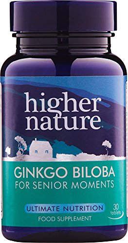 HIGHER NATUREMega Potency Ginkgo Biloba - for Cognitive Performance - Ginkgo Biloba Supplements - Vegetarian & Vegan - 30 Tablets