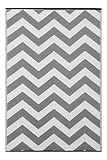 'Psychedelia' Green Decore Alfombra Ecológica para Interiores y Exteriores de Plástico Reciclado - Ligera y Reversible - Indoor / Outdoor, 120 x 180 cm, Gris / Blanco