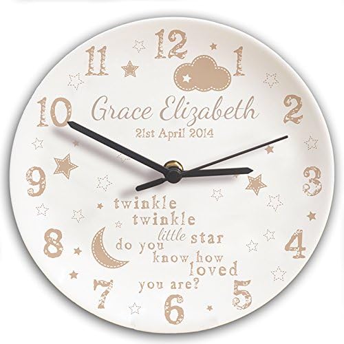 Personalised Children's Bedroom Wall Clock - Twinkle Twinkle Design, Bedroom Clock, Childrens Clocks, Gift for Christening, Gift Ideas for Children
