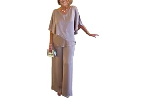 shownicer Completo Donna Elegante Tailleur in Chiffon 2 Pezzi Set Completi di Pantaloni da Cerimonia Due Pezzi Set Taglia Grande Abbigliamento per Business e Matrimoni