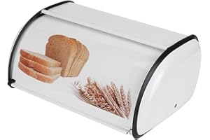 JIUZCARE Portapane In Acciaio Scatola Portapane In Metallo Portapane Vintage Contenitore Pane Porta Pane Vintage Retrò Cassetta Portapane Con Coperchio Portapane Shabby Bread Box Coperchio Scorrevole, Bianca
