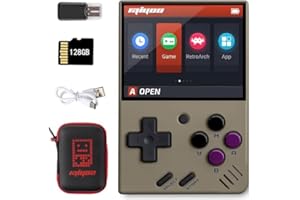 CAWEVON Mini Console di gioco retrò portatile V4, schermo IPS da 2,8 pollici con risoluzione, console di gioco portatile, batteria ricaricabile, scheda TF integrata da 128 GB, Con Custod (grigio, 128G)