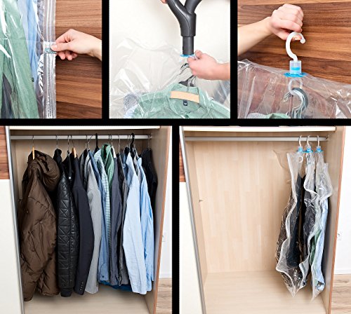 PEARL 9er-Set Vakuum-Beutel, zur Saugkompression, Bügelhaken, 70 x 100 cm - 3