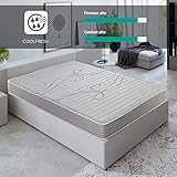 Colchón viscoelástico y núcleo de espuma HR de alta durabilidad y ergonomía. 14 cm de grosor