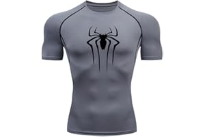 MIDUNU T-Shirt à Manches Courtes Spider pour Hommes Respirant à séchage Rapide Sports Top Musculation Survêtement Compression Chemise Fitness Hommes