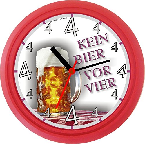 Lucky Clocks Bieruhr KEIN BIER VOR VIER MASS lustige und originelle Wanduhr für Bierfans und Biertrinker Bierliebhaber für jeden Anlass mit jeder Beschriftung und jedem Vornamen Namen erhältlich auch ganz neutral - 3