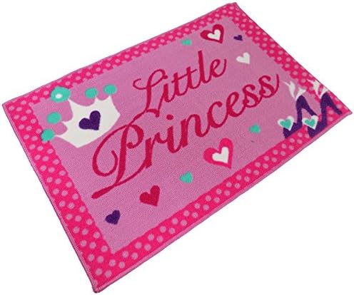 PRINCESS CROWN SHOES LOVE HEARTS PINK THICK ANTI SLIP BEDROOM RUG MAT 60 X 90CM 24" X 36"