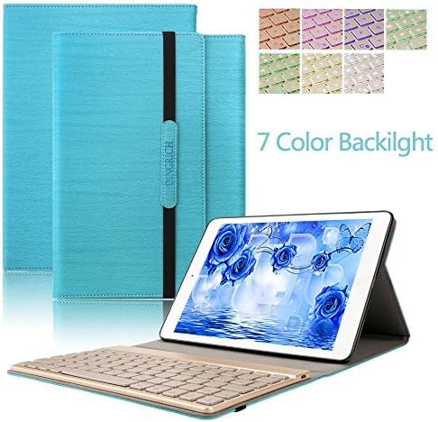 Ipad Pro 9.7 Case with Keyboard,Dingrich ipad Cases Backlit Keyboard Smart Case Folio Magnetic PU Leather Protective Stand Cover With Slim Thin Removable Wireless Bluetooth Keyboard Case for Apple ipad Pro 9.7inch + Screen Protector + Stylus,Blue