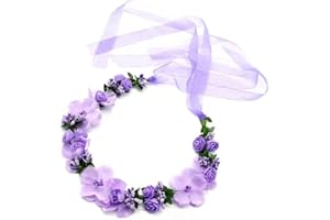 DZXIN Diadema de Flor, Corona de Hadas Flores con Cinta Ajustable para niñas (Púrpura)