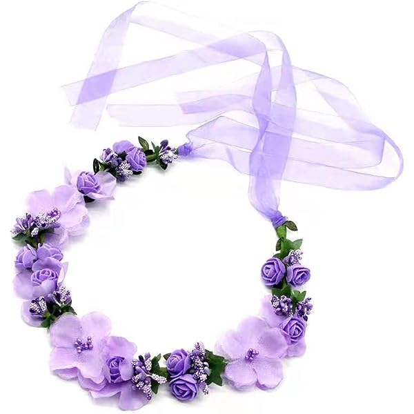 LLinfflr Blumenkrone Aus Kunstblumen – Lila, Verstellbar, Für Hochzeit, Party, Fotoshooting