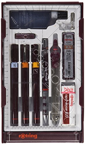 rOtring rapidograph Master Set - Juego de estilógrafos con compás, 3 unidades, 0,2/0,4/0,6