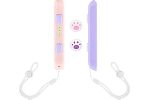 DLseego Wrist Straps for Switch Joycon,1 Pair Wrist Controller with 2 Thumb Grip Stick Caps,Switch Controller Hand Grip Accessories with Automatic Lock and Adjustable Tightness,Pink Purple