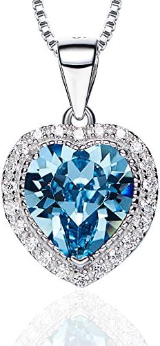 Birthstone Necklace, SILYHEART Love Heart Pendant Necklace Made With Swarovski Crystals, Fashion Birthstone Jewelry for Women