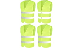 Forevat Warnwesten Auto 4 Stück, Sicherheitsweste Grün, Reflektierende Warnweste Auto, Erwachsene Warnschutzweste, Warnweste Autozubehör, Schutzweste für Fahrrad und Motorrad