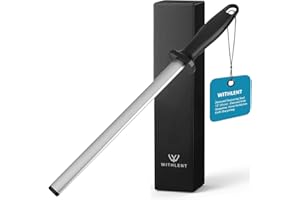 W WITHLENT Diamond Sharpening Steel - 12 inch Knife Sharpener for Master Chef, Ideal for Kitchen Knife, Cooking Knife, Butchers and Japanese Knife, Home Gourmet Blade Sharpening Stick