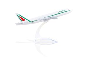 QIYUMOKE Boeing 777 Alitalia Italiana Airlines 1/400 Modello di aeroplano in metallo pressofuso con supporto Collezione di modelli di aeroplani per regalo per gli appassionati di aviazione