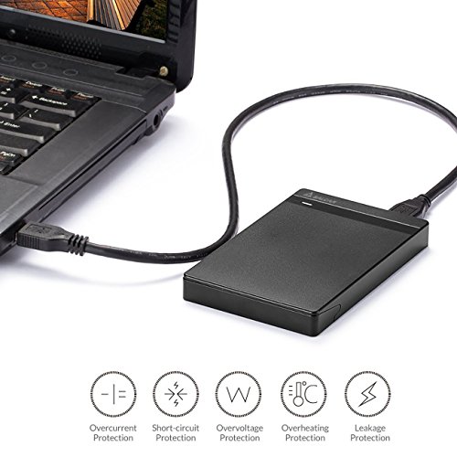 Salcar 2,5 Zoll USB 3.0 HDD SSD Festplattengehäuse für 2,5″ SATA HDD und SSD mit USB 3.0 Kabel, werkzeuglos (Schwarz) - 6