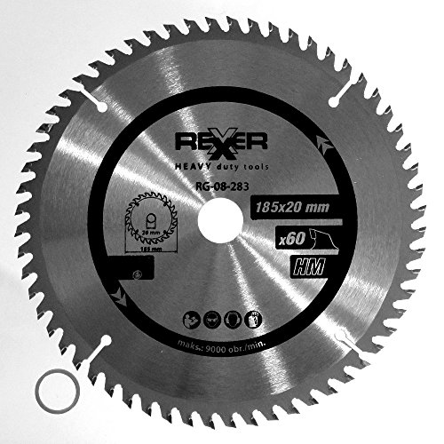 HM Kreissägeblatt Ø 185 x 20 / 16 mm 60 Zähne Sägeblatt für Holz Plexiglas Alu - 2