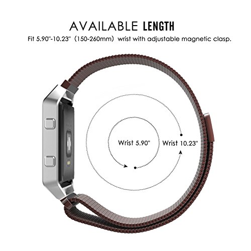 MoKo Fitbit Blaze Armband – Milanaise Edelstahl Replacement Wrist Band Strap Watchband Uhrband Uhrenarmband Erstatzband mit Magnet-Verschluss für Fitbit Blaze Smart Fitness Watch, Kaffee - 4
