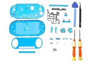 Hzxkqmil Coque de Remplacement Kit Complet de Boîtier pour PS Vita 2000 Console, Coquille de Bricolage Couvercle de Plaques avec Jeu de Boutons et de Vis pour PSV 2000 PCH-2000 (Bleu)
