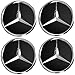 Produktbild 4 x HUB Mitte Caps Schwarz Logo Mercedes 75 mm – Class A B C E CLK GL M ML SLK – Für Alufelgen