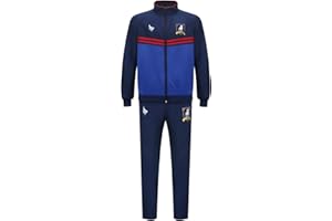 LIKUNGOU Herren Ted Kostüm Fußballtrainer Jacke und Hose blau Sport Outfit für Halloween Outdoor-Trainingsanzug