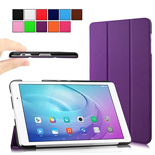 HuaWei MediaPad T2 10.0 Pro Hülle, Infiland Ultra Dünn Tri-Fold Muschel hochwertiges PU Leder Ultra Schlank Superleicht Ständer Shell Cover Schutzhülle Etui Tasche für Huawei MediaPad T2 10.0 Pro 25,7 cm (10,1 Zoll) IPS Tablet PC(Lila)