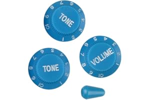 FLEOR ST 2T1V Guitar Tone Volume Control Knobs and 5 Ways Toggle Switch Tip for Electric Guitar Parts, Sky Blue